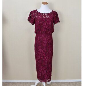 JS Collections Lace Flutter Sleeve Midi Formal Dress 6